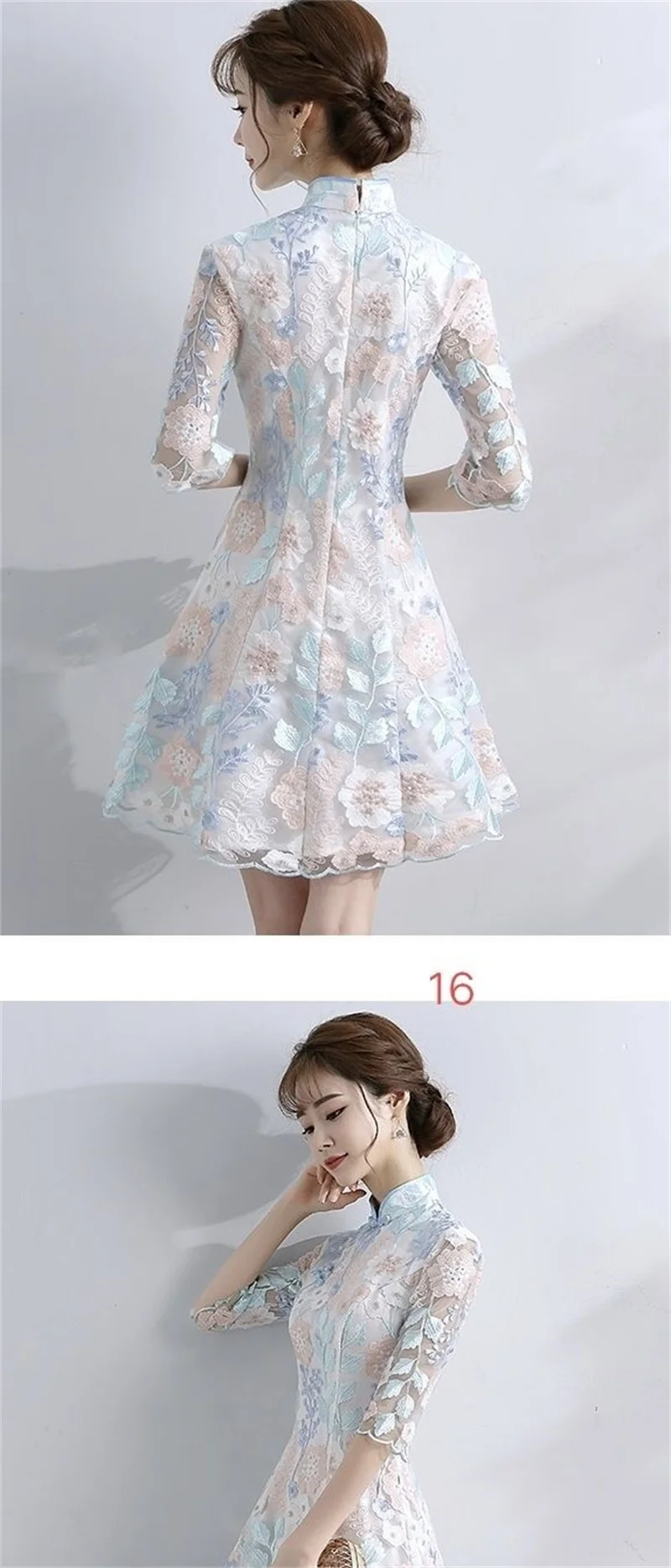 Spring Autumn Female Cheongsam Style Long Dresses Women Half Sleeve Lmproved Maxi Dress 2025 Ladies Fashion Solid Color Vestidos