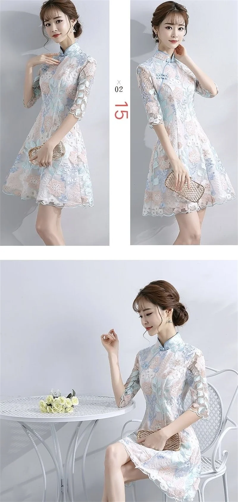 Spring Autumn Female Cheongsam Style Long Dresses Women Half Sleeve Lmproved Maxi Dress 2025 Ladies Fashion Solid Color Vestidos