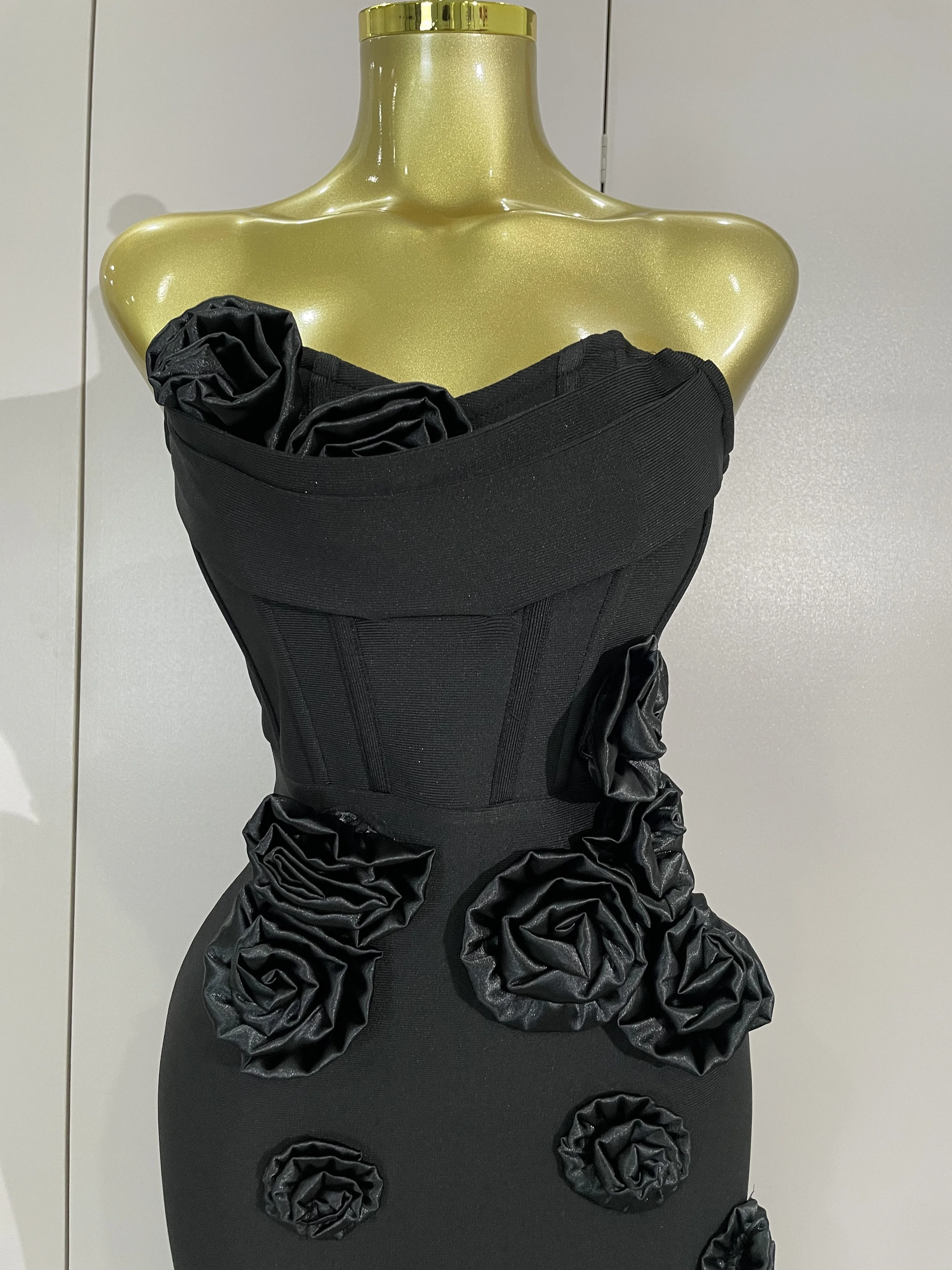 Sexy Fashion White Elegant Strapless Flower Bodycon Long Dress Women Casual Streetwear Club Birthday Party Slim Elegangt Dresses