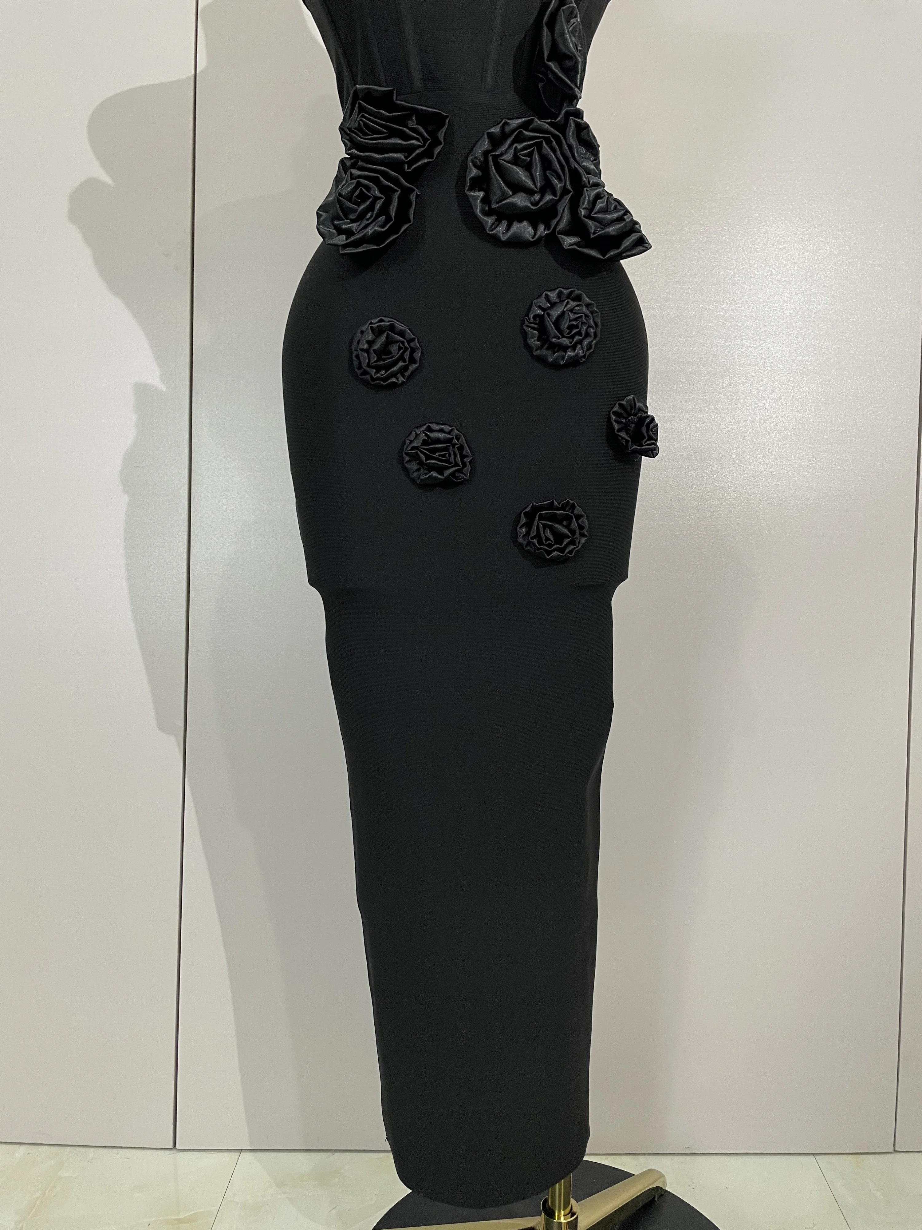 Sexy Fashion White Elegant Strapless Flower Bodycon Long Dress Women Casual Streetwear Club Birthday Party Slim Elegangt Dresses