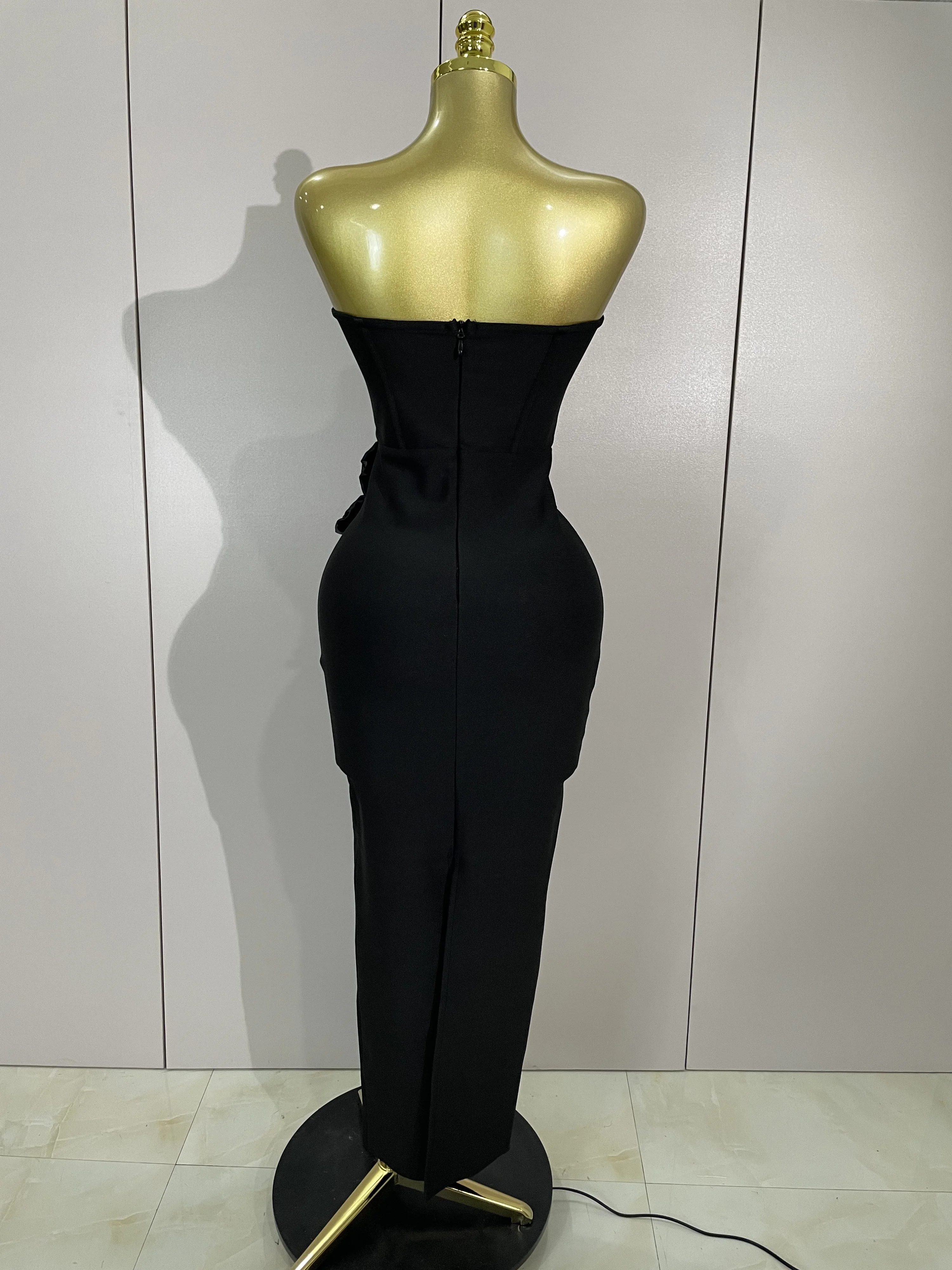Sexy Fashion White Elegant Strapless Flower Bodycon Long Dress Women Casual Streetwear Club Birthday Party Slim Elegangt Dresses