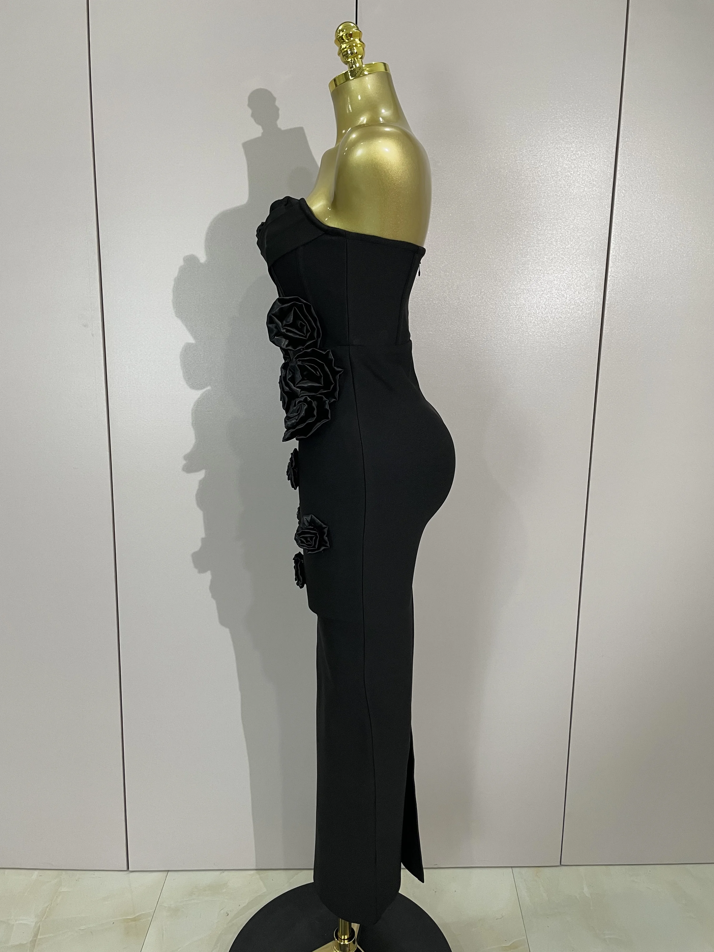 Sexy Fashion White Elegant Strapless Flower Bodycon Long Dress Women Casual Streetwear Club Birthday Party Slim Elegangt Dresses