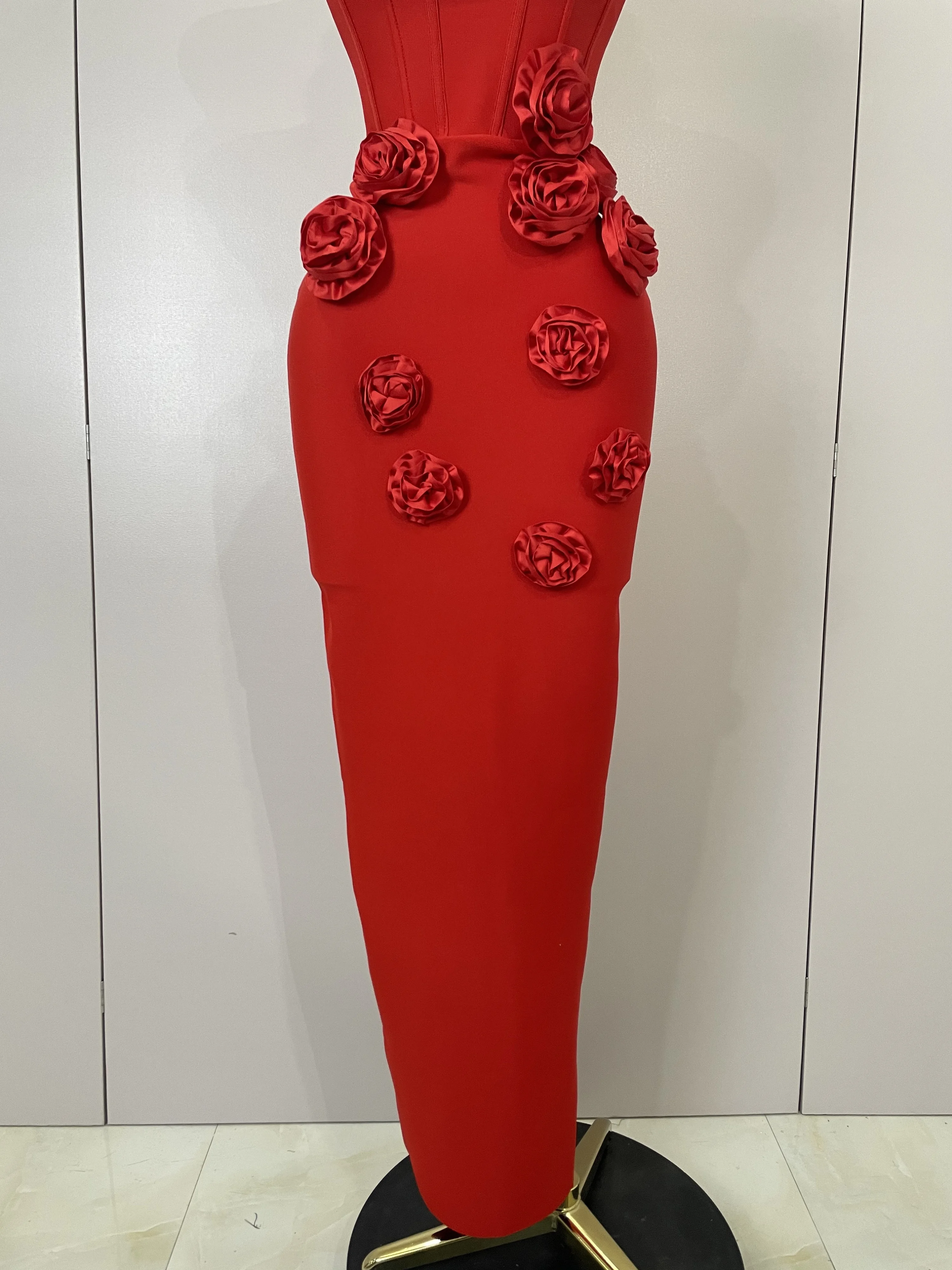 Sexy Fashion White Elegant Strapless Flower Bodycon Long Dress Women Casual Streetwear Club Birthday Party Slim Elegangt Dresses
