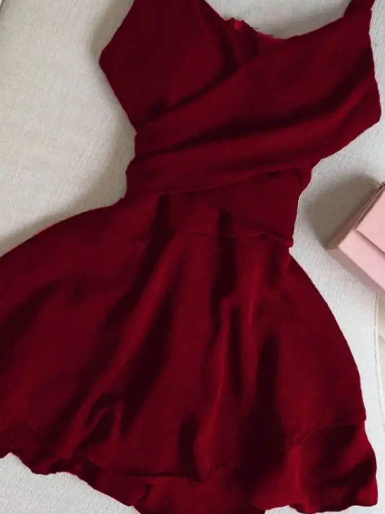 Chic Summer Dress Women Clothing Solid Color Sleeveless Sling Robe Femme 2025 Vestidos De Mujer Slim Waist Folds Mini Dresses
