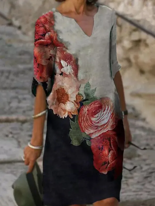 Women Loose Spring Vintage Ruffles Befree Dress Large Big Printed Sexy Summer Boho Casual Party Elegant Dresses Plus Sizes