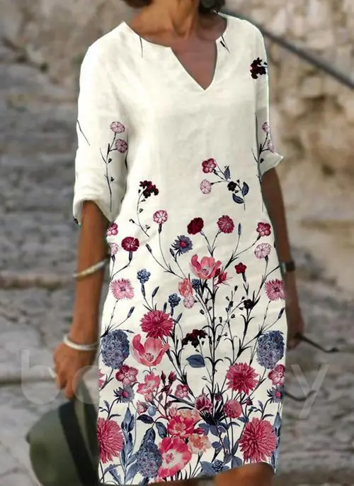 Women Loose Spring Vintage Ruffles Befree Dress Large Big Printed Sexy Summer Boho Casual Party Elegant Dresses Plus Sizes