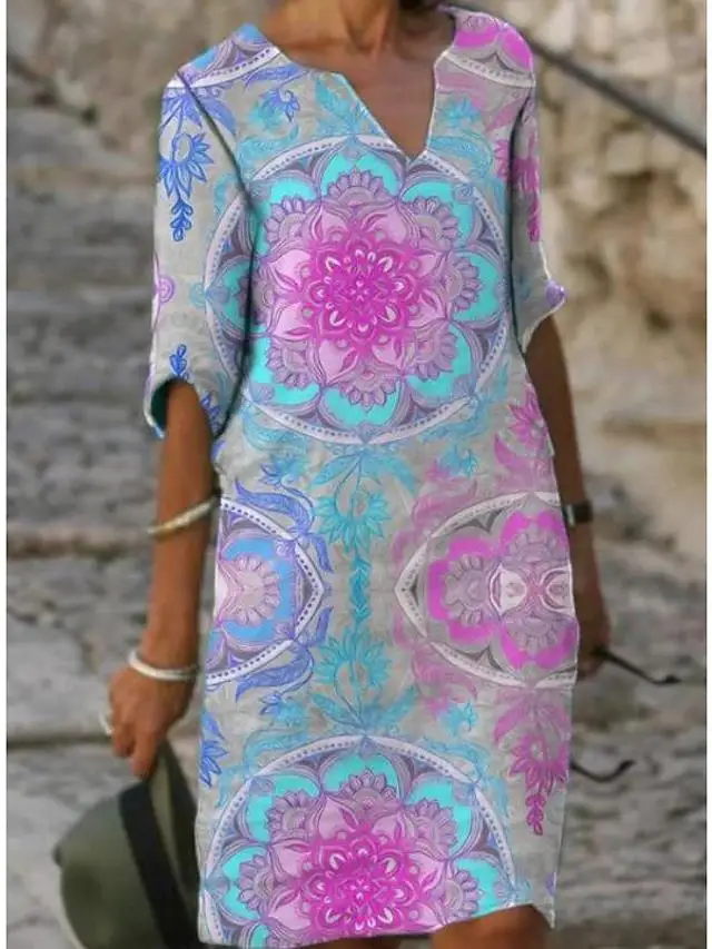 Women Loose Spring Vintage Ruffles Befree Dress Large Big Printed Sexy Summer Boho Casual Party Elegant Dresses Plus Sizes