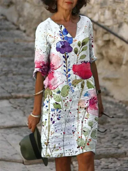 Women Loose Spring Vintage Ruffles Befree Dress Large Big Printed Sexy Summer Boho Casual Party Elegant Dresses Plus Sizes