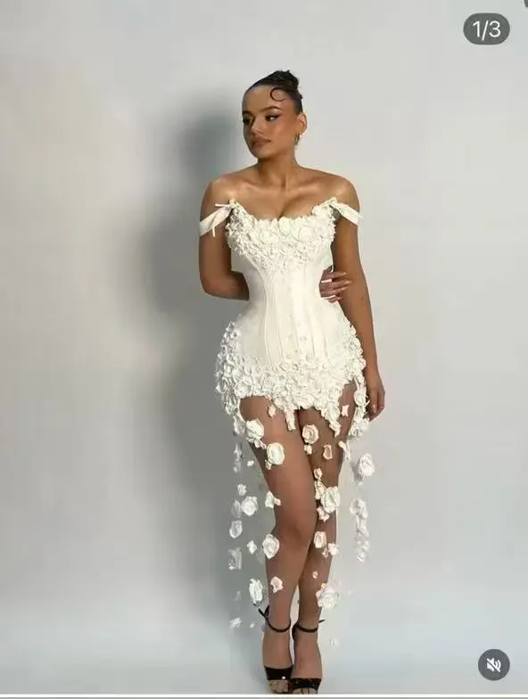 2026 New Bandage Women's Sexy Tube Top Sleeveless Flower Waist Elegant Temperament Bandage Dress