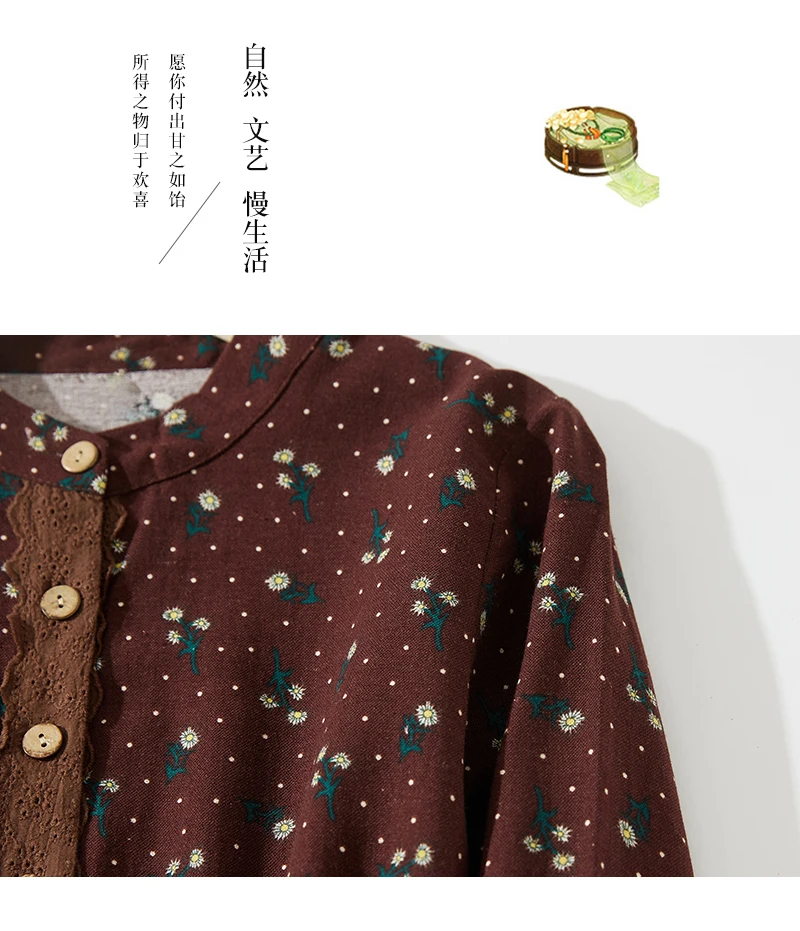 2024 Print Floral Patchwork Vintage Autumn Dress Draw String Office Lady Outdoor Work Dress Fashion Women Casual Spring Dress