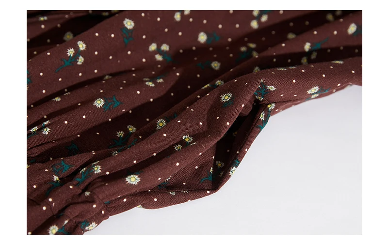 2024 Print Floral Patchwork Vintage Autumn Dress Draw String Office Lady Outdoor Work Dress Fashion Women Casual Spring Dress