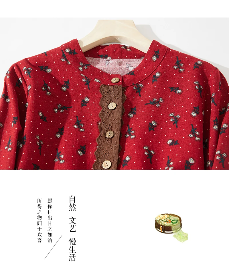 2024 Print Floral Patchwork Vintage Autumn Dress Draw String Office Lady Outdoor Work Dress Fashion Women Casual Spring Dress