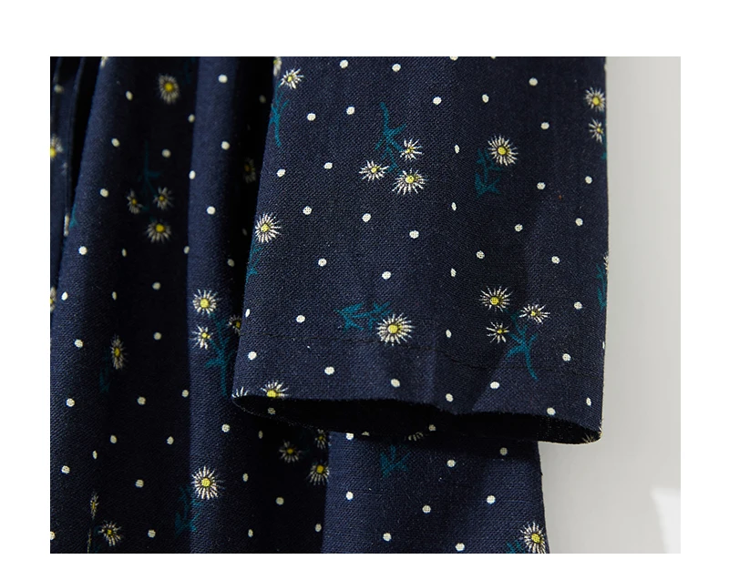 2024 Print Floral Patchwork Vintage Autumn Dress Draw String Office Lady Outdoor Work Dress Fashion Women Casual Spring Dress