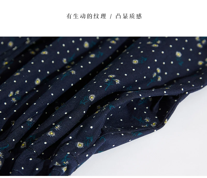 2024 Print Floral Patchwork Vintage Autumn Dress Draw String Office Lady Outdoor Work Dress Fashion Women Casual Spring Dress