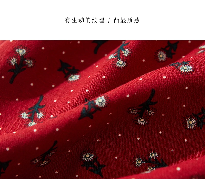 2024 Print Floral Patchwork Vintage Autumn Dress Draw String Office Lady Outdoor Work Dress Fashion Women Casual Spring Dress