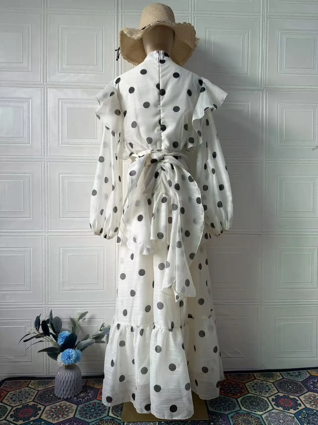 2025 Autumn Retro Palace Style Soft Feminine Long Sleeve Maxi Dress for Women