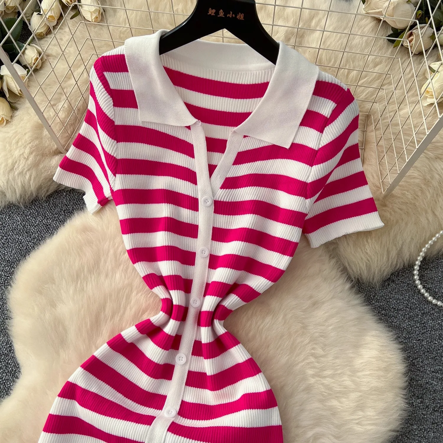 YuooMuoo Chic Fashion Sexy Wrap Hips Knitted Maxi Dress 2026 Summer Women Single-breasted Stripes Sweater Dress Streetwear Robes