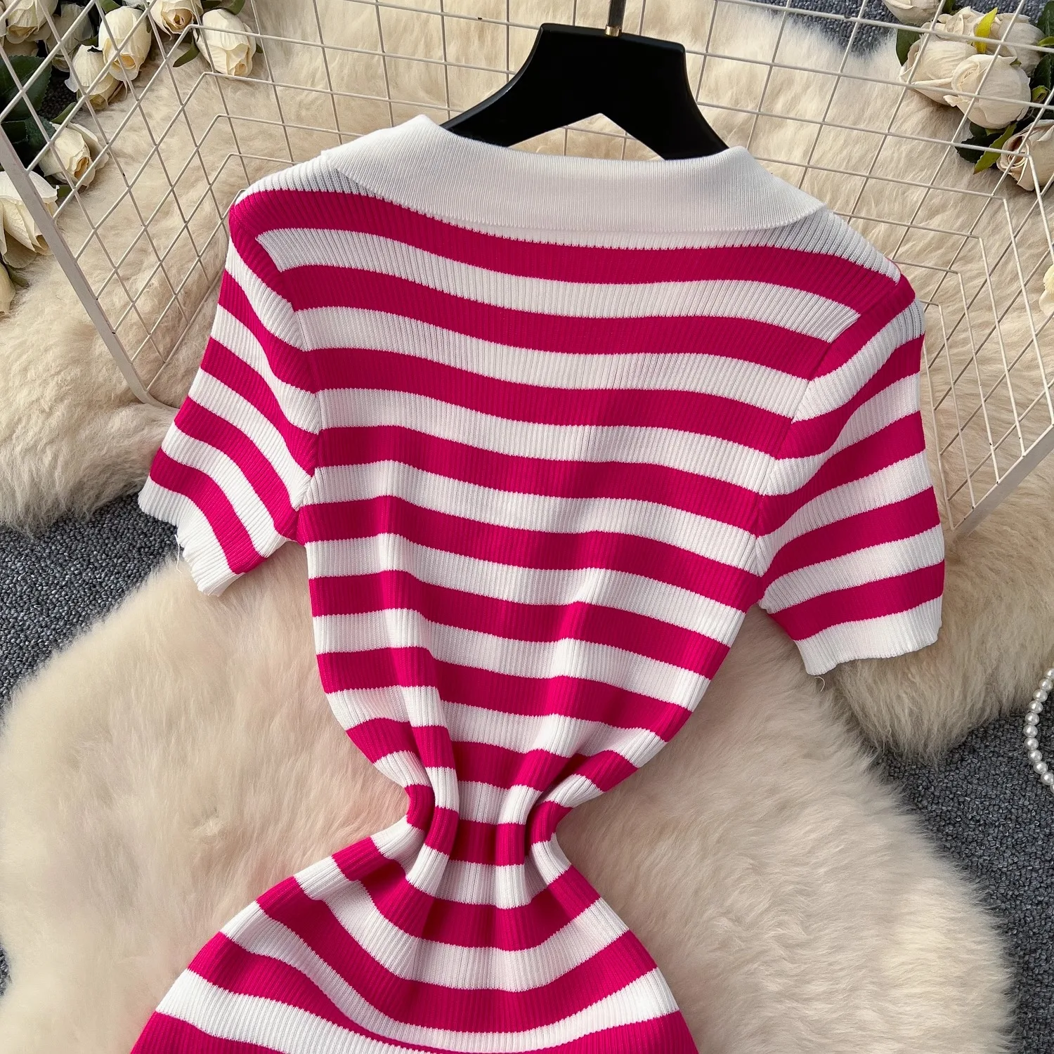 YuooMuoo Chic Fashion Sexy Wrap Hips Knitted Maxi Dress 2026 Summer Women Single-breasted Stripes Sweater Dress Streetwear Robes