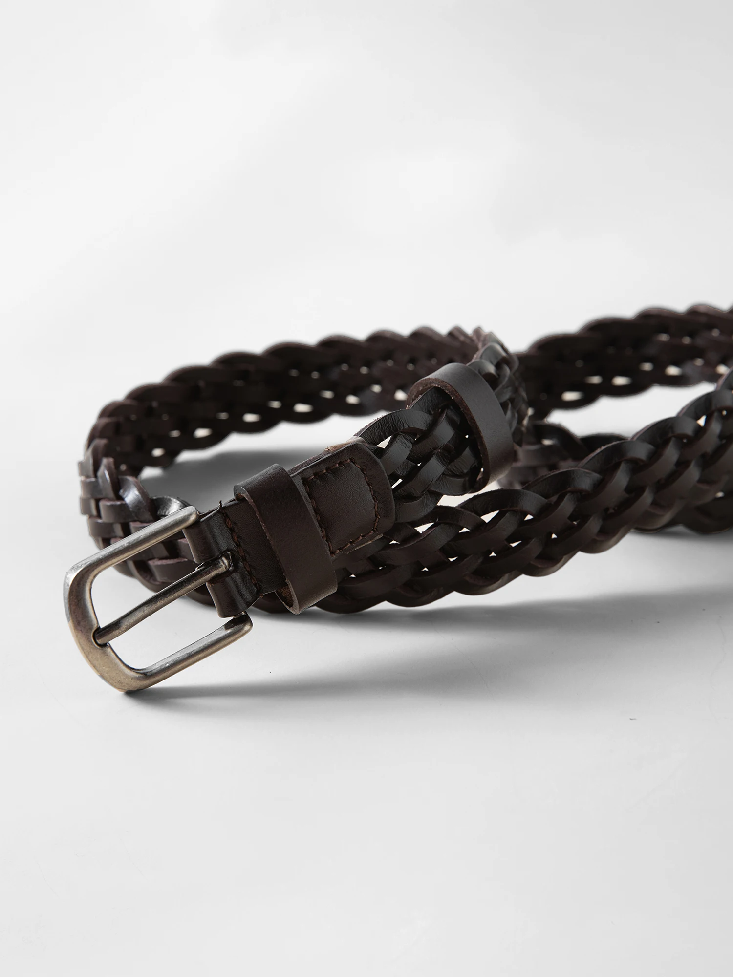 ZIQIAO 2026 Spring Women's Handwoven Cowhide Leather Belt - Braided Design Adjustable Waistband for Casual Daily Wear