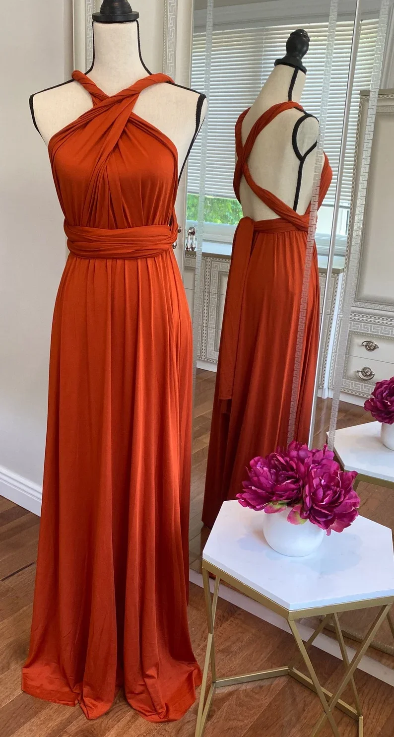 Rust Bridesmaid Dress Infinity Multiway Maxi Bridesmaid Dress Formal Wrap Wedding Evening Dress Wedding Cocktail Floor Length