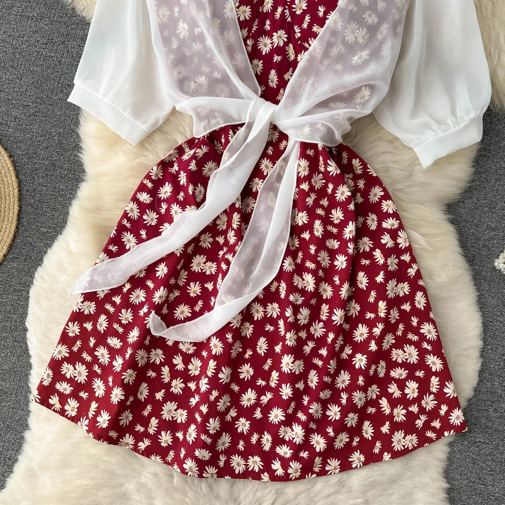 SINGREINY Floral Print Two Piece Dress Women Summer 2022 Slim Vacation Fashion Elegant Ladies A Line Beach Midi Dresses