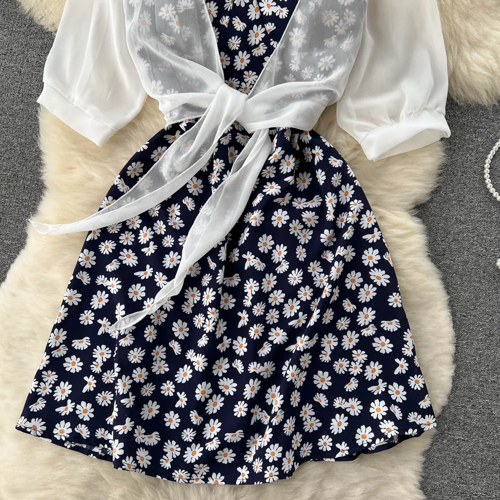 SINGREINY Floral Print Two Piece Dress Women Summer 2022 Slim Vacation Fashion Elegant Ladies A Line Beach Midi Dresses