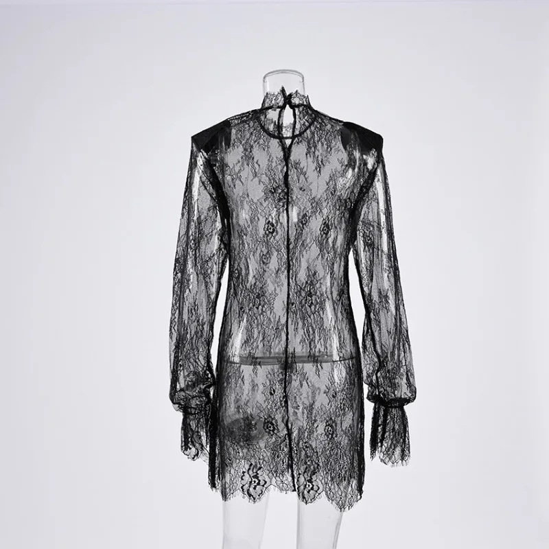 Trendix Sheer Lace Dress For Women's Club Sexy See Through Long Sleeve Mini Dresses Party Elegant Beach Sexy Cover Up Dress 2026
