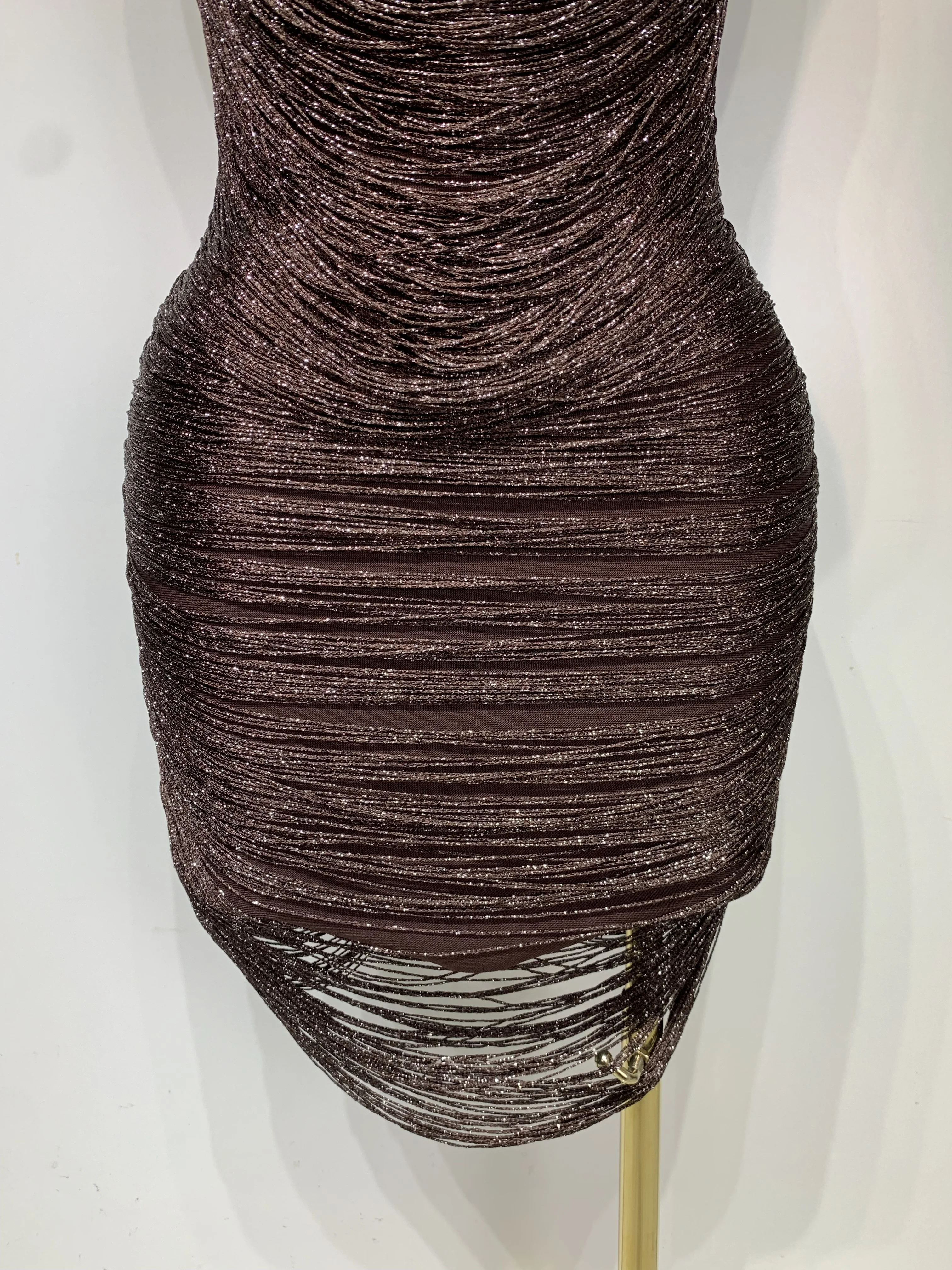 Women Sexy O Neck Sleeveless Gradient Tassel Mini Bodycon Bandage Dress Celebrity Elegant Evening Club Party Cocktail Dress