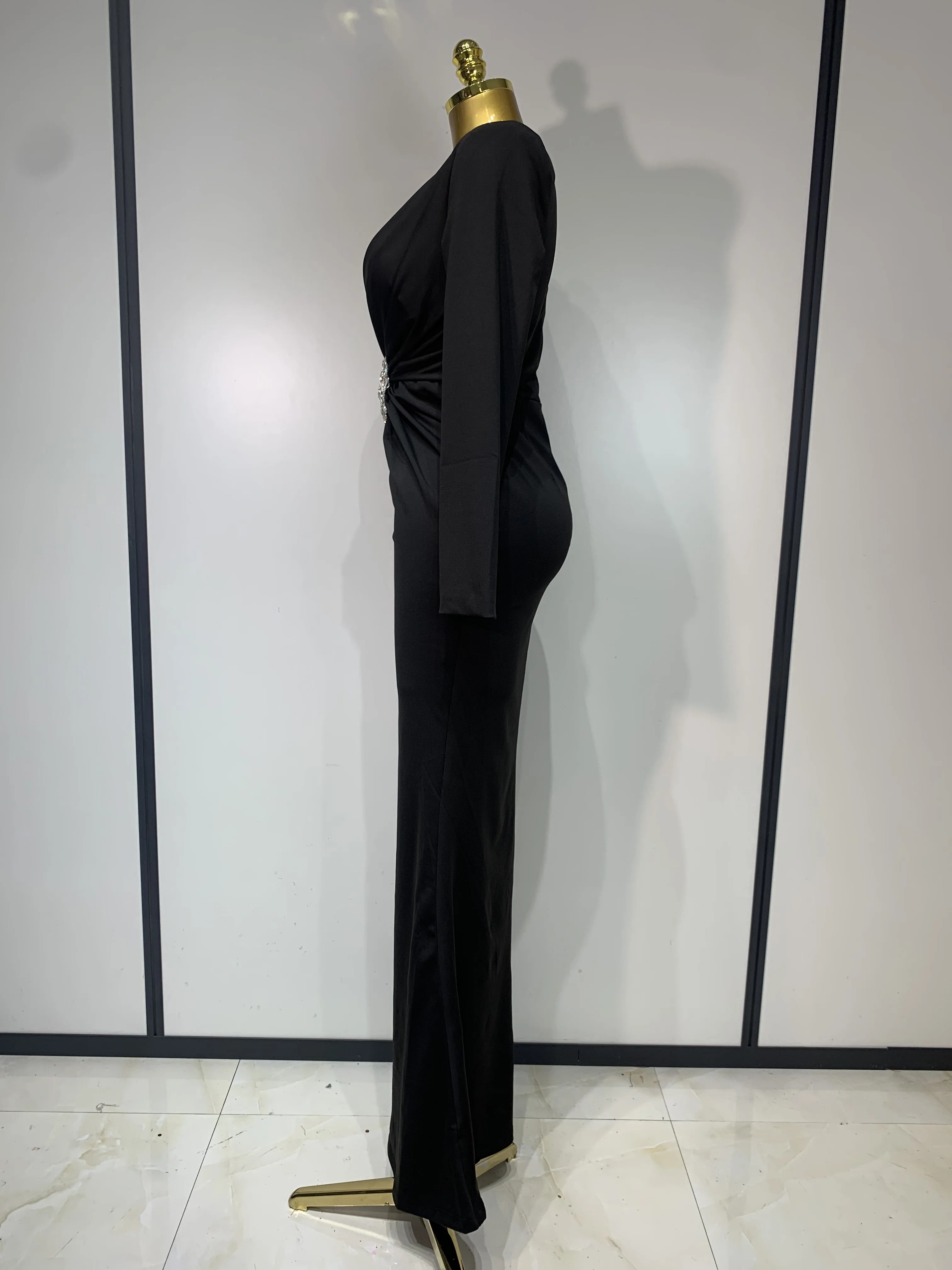 Women Long Sleeve Deep V-Neck Bodycon Long Dress Elegant Evening Party Club Celebrate Cocktail Outfit Luxuru Birthday Dress