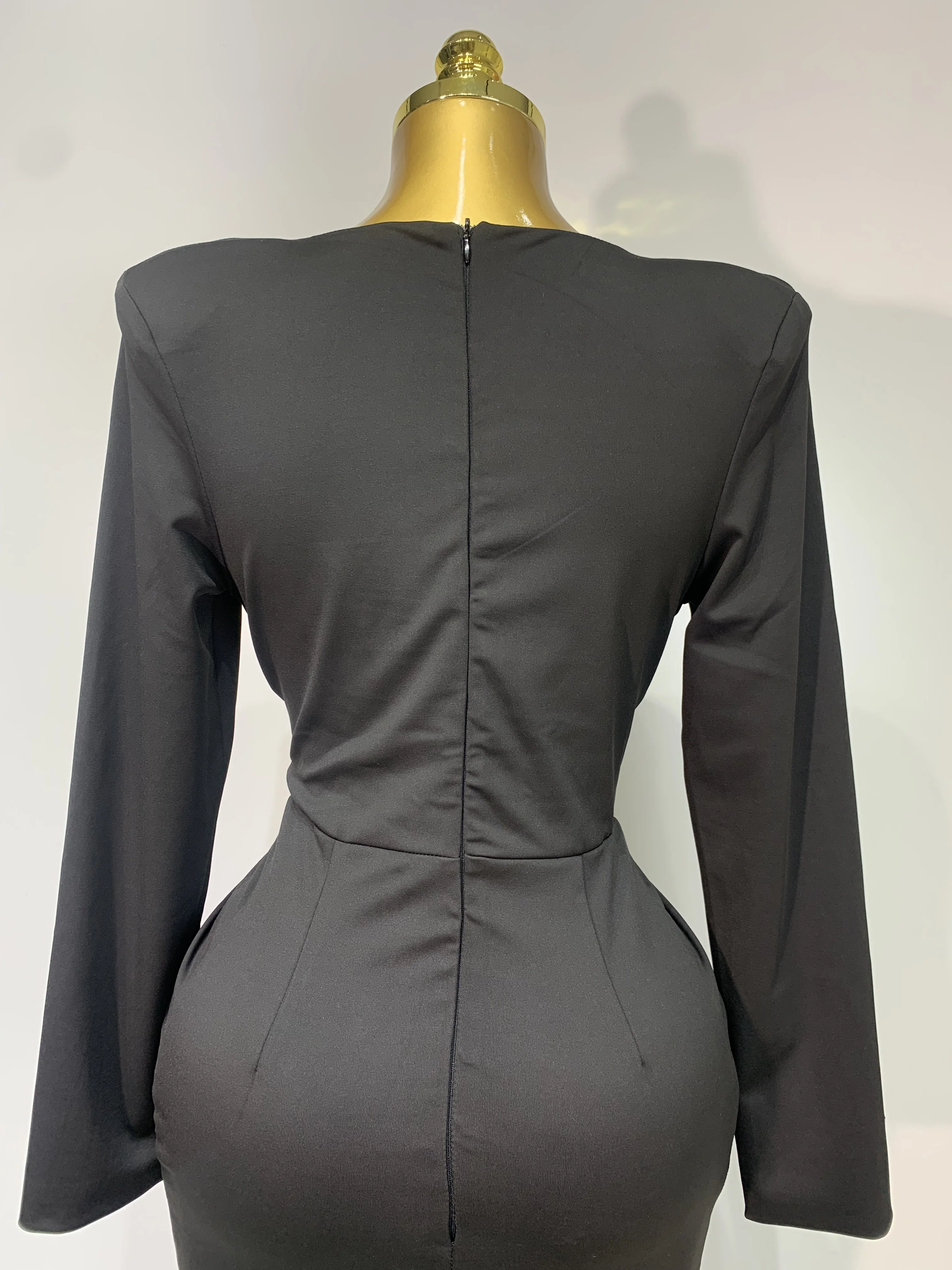 Women Long Sleeve Deep V-Neck Bodycon Long Dress Elegant Evening Party Club Celebrate Cocktail Outfit Luxuru Birthday Dress