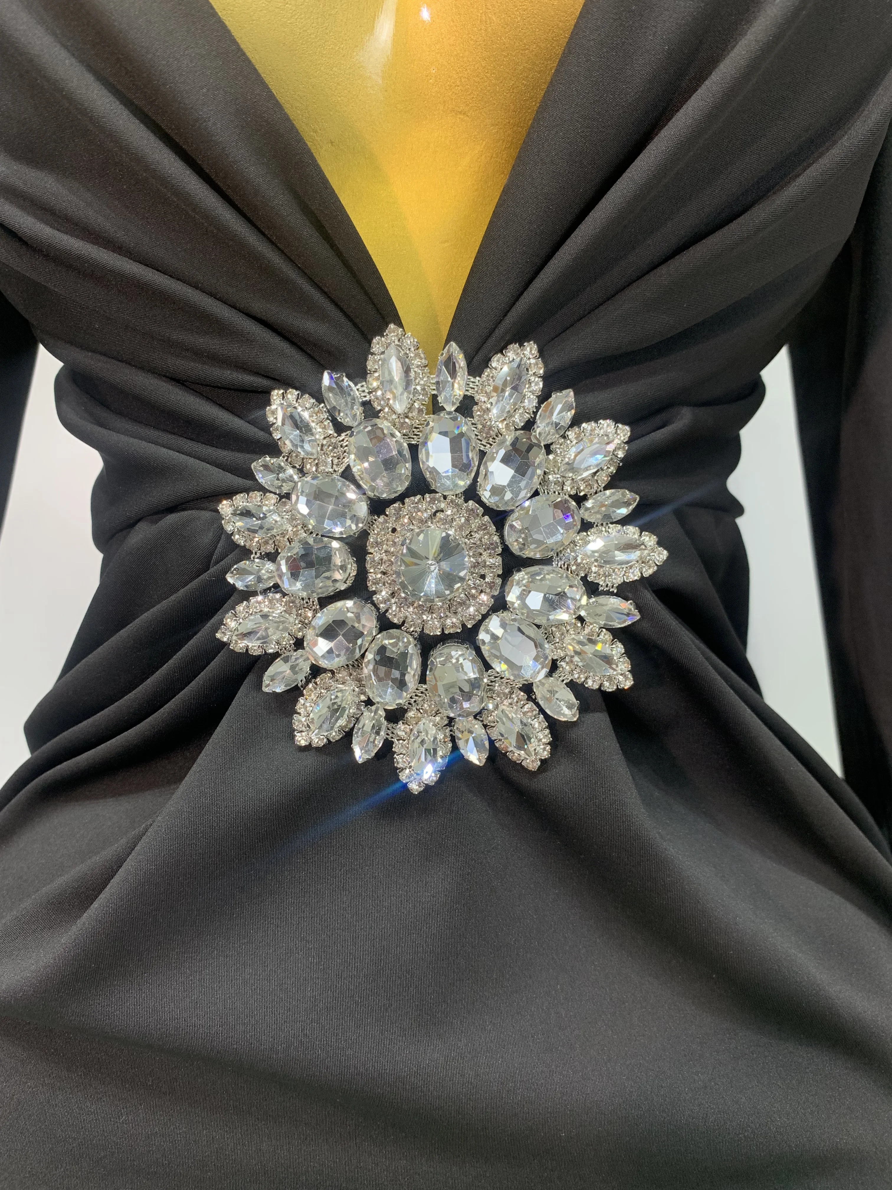 Women Long Sleeve Deep V-Neck Bodycon Long Dress Elegant Evening Party Club Celebrate Cocktail Outfit Luxuru Birthday Dress