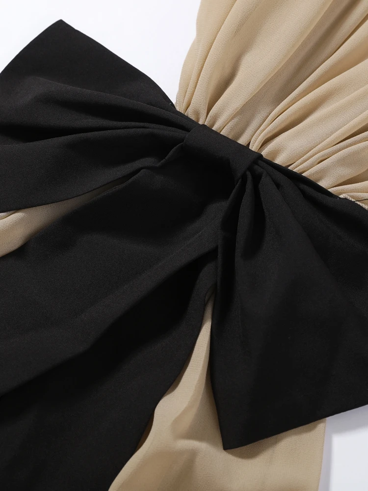 Turtleneck Hollow Out Bow Long Dress Women Sexy Full Sleeve Backless Pleated Slim Party Evening Dresses Chic Ladies Vestidos New