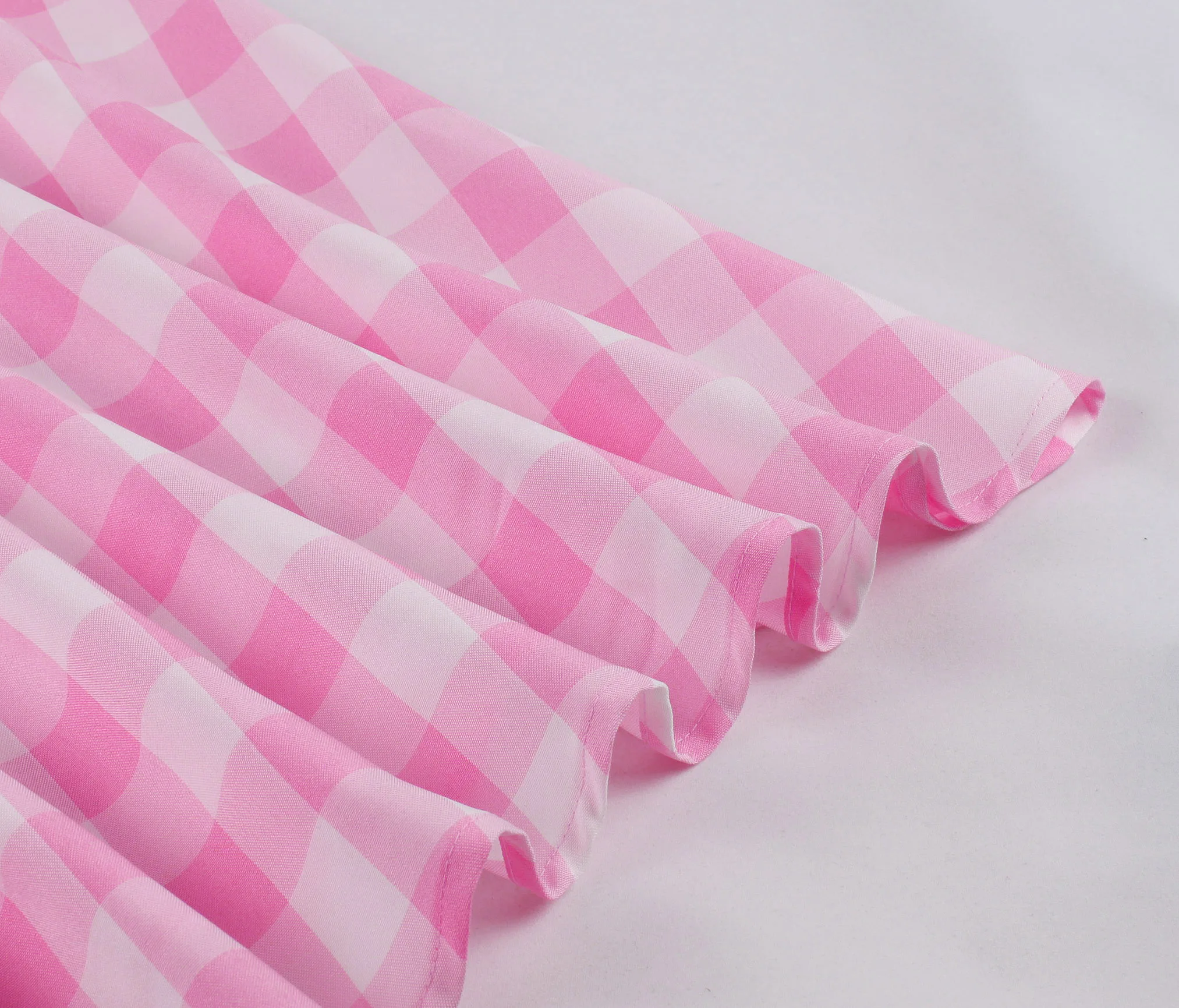 Lady Fashion Spaghetti Strap Pink Plaid Dress Women Summer Vestidos Elegant Vintage 50s Rockabilly Swing Party Evening Dress