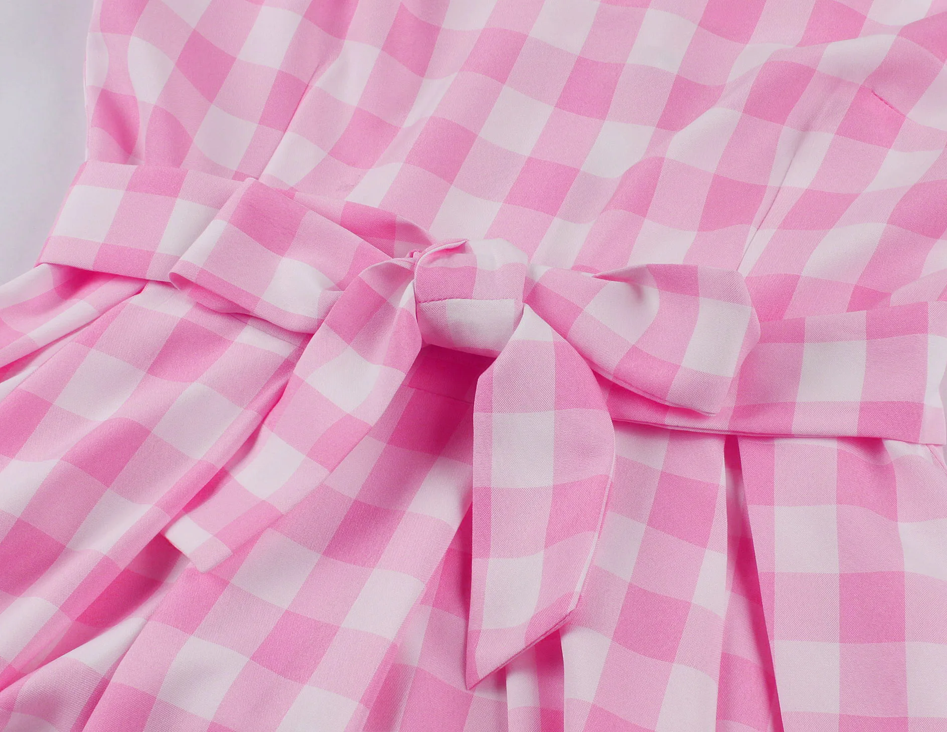 Lady Fashion Spaghetti Strap Pink Plaid Dress Women Summer Vestidos Elegant Vintage 50s Rockabilly Swing Party Evening Dress