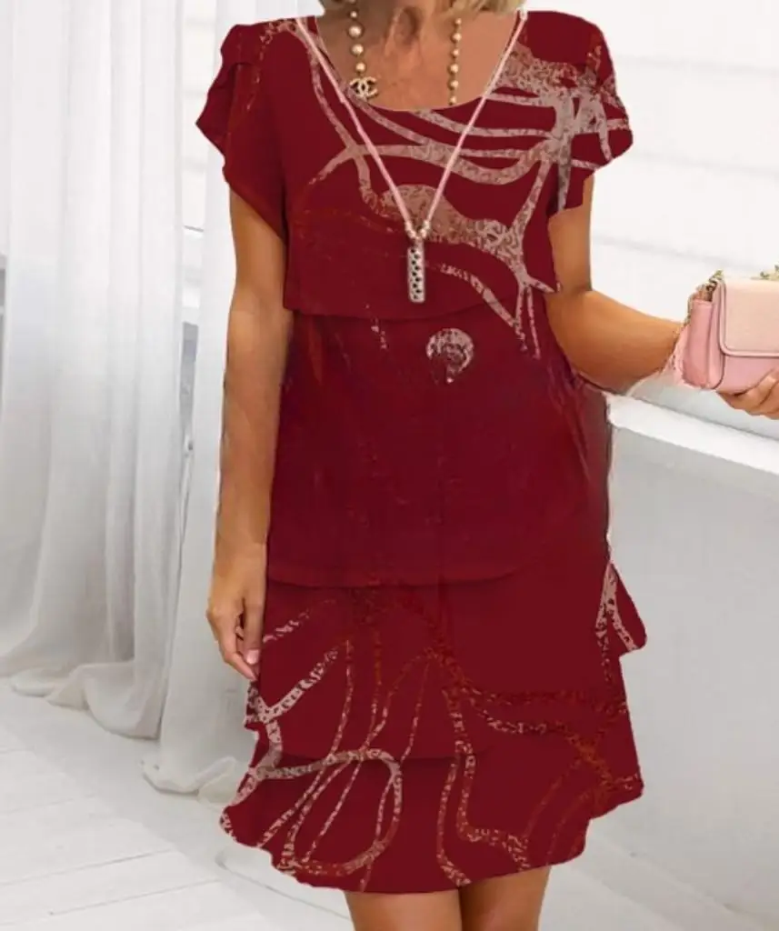 Women Loose Holiday Ruffles Befree Short Sleeve Midi Dress Large Big Summer Midi Floral Casual Dresses