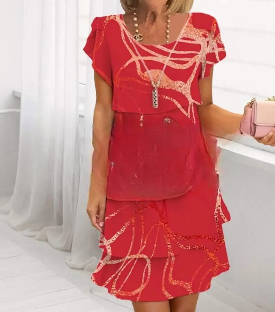 Women Loose Holiday Ruffles Befree Short Sleeve Midi Dress Large Big Summer Midi Floral Casual Dresses
