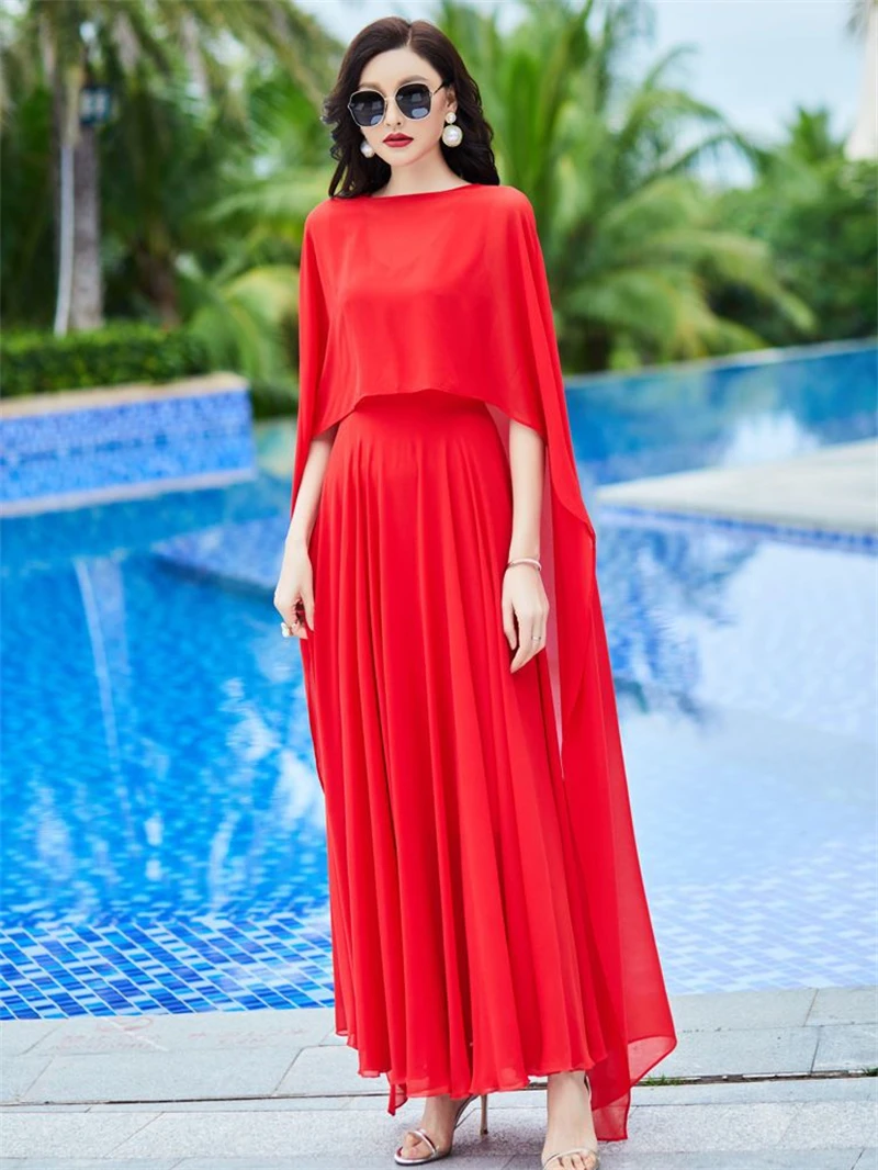 Women Long Sleeve Dress White Chiffon Spring Vintage Casual Fashion Maxi Dresses For Elegant Luxury Prom Clothes 2024 New