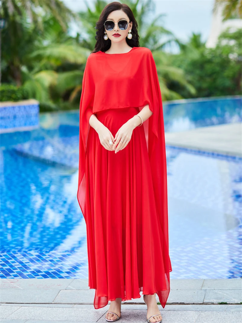 Women Long Sleeve Dress White Chiffon Spring Vintage Casual Fashion Maxi Dresses For Elegant Luxury Prom Clothes 2024 New