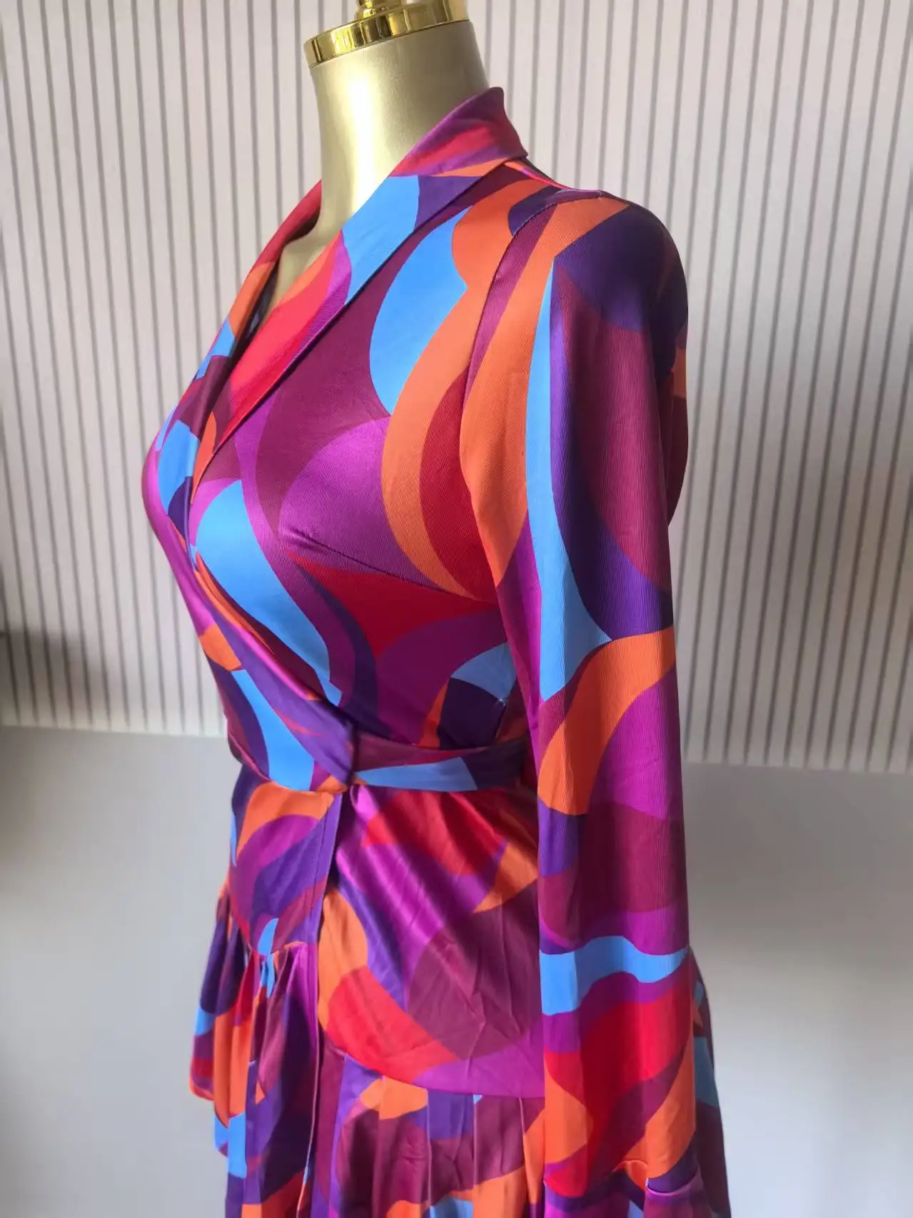 CM.YAYA 2026 Spring Women Flare Long Sleeve V-neck Sashes Ruffle Mini Dress Street Elegant Sexy Vacation Party Birthday Dresses