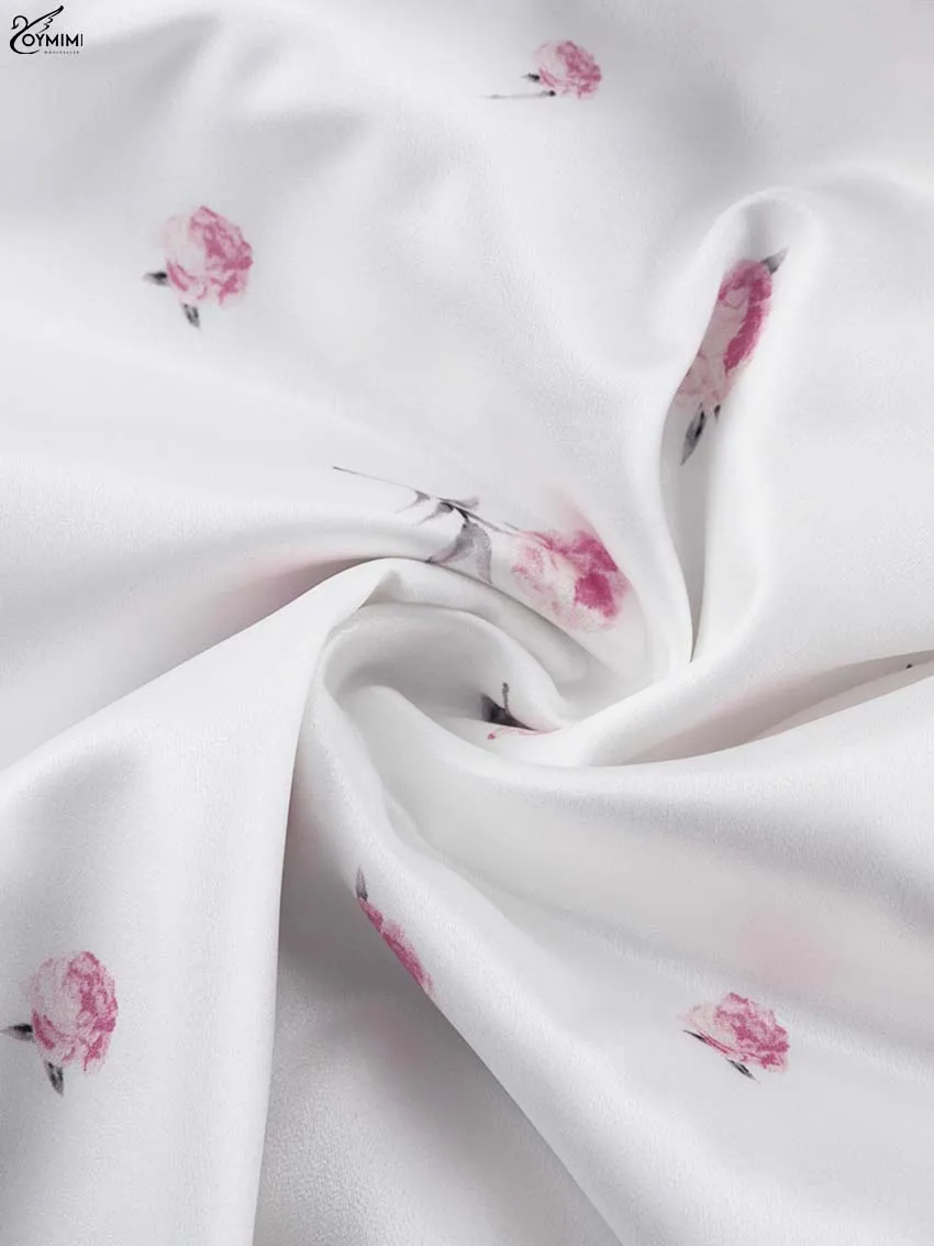 Oymimi Casual White Print Dresses For Woman Fashion V-Neck Batwing Sleeve Dresses Elegant Straight Floor-Length Dress Streetwear