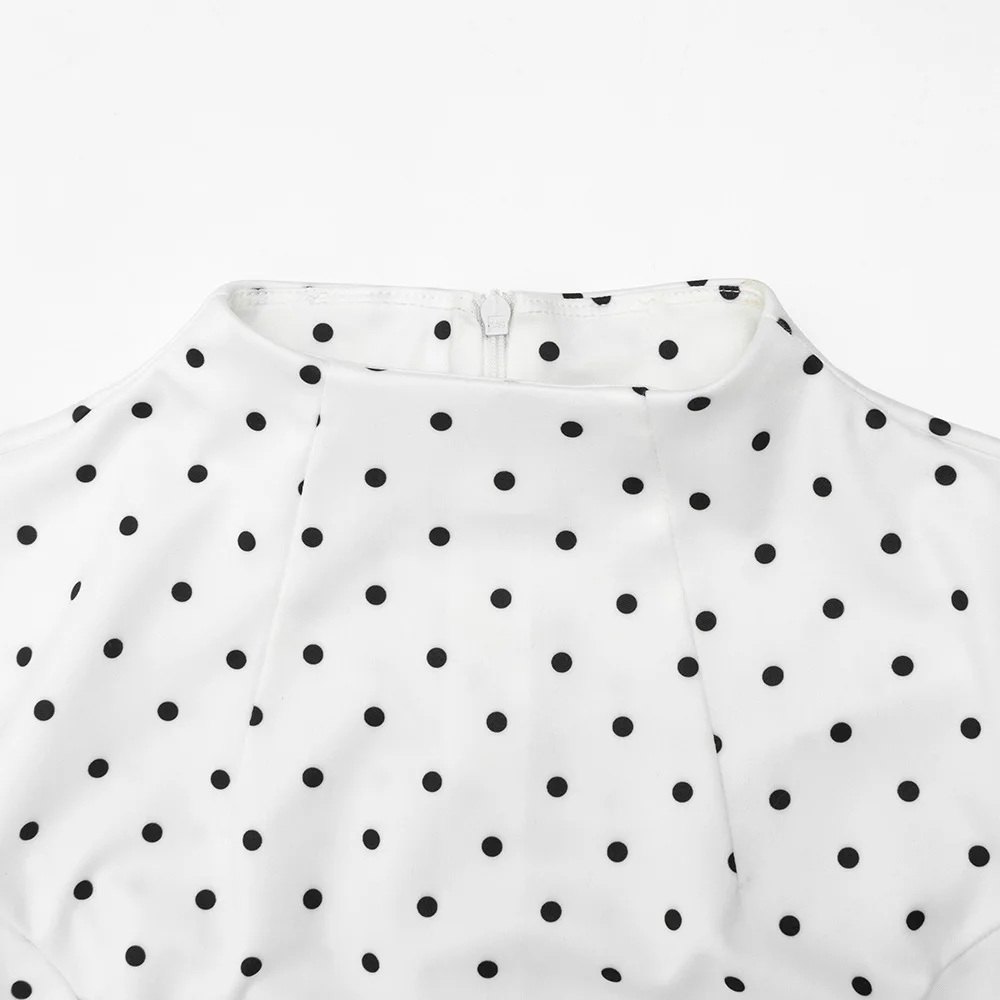 Talenza White Polka Dot Long Dress Summer Sexy High-Waisted Vintage Print Sleeveless Dress Casual Party Vacation New Women Dress