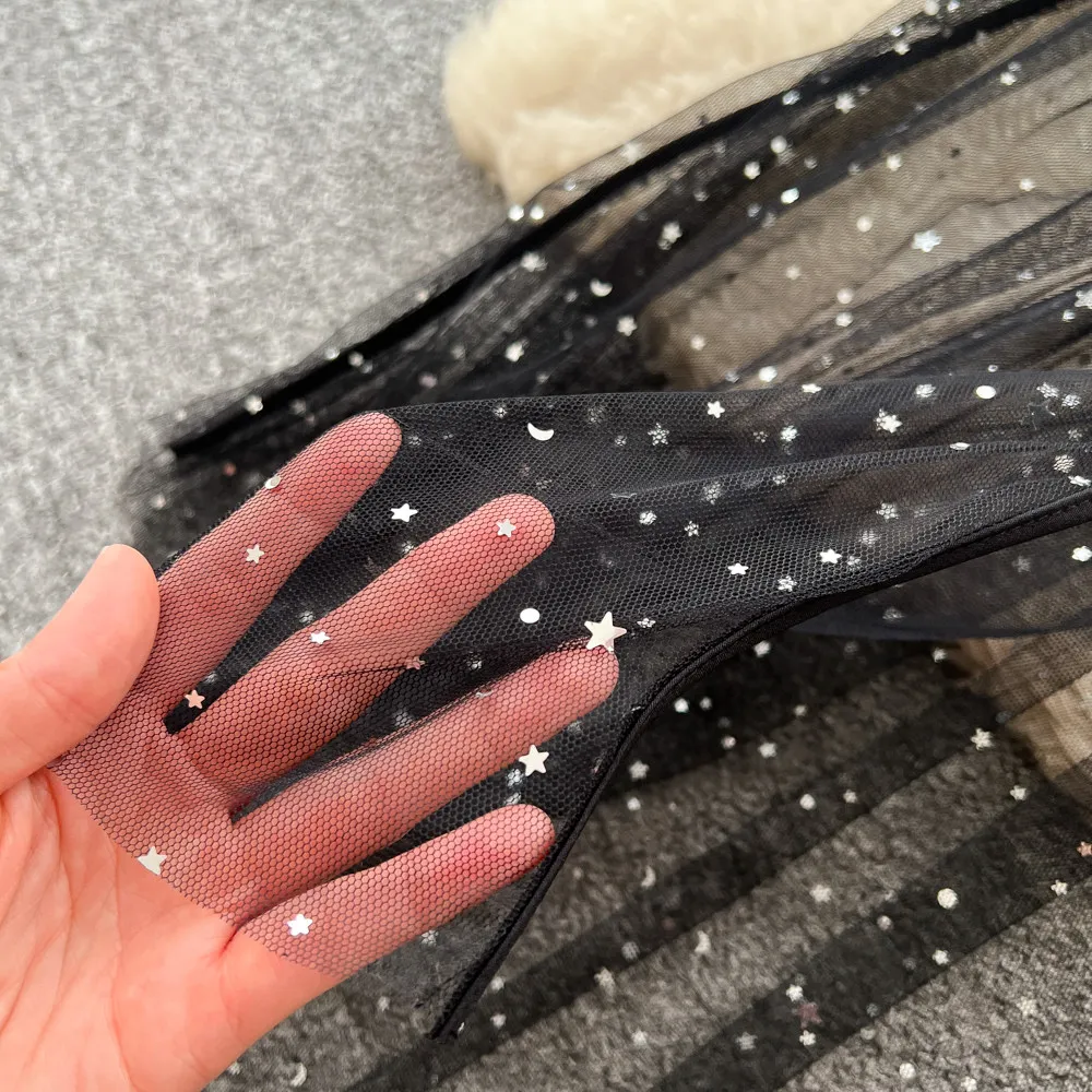 SINGREINY Ins Streetwear Sequined Long Dress Female Strap Shiny Split Outerwear Korean Style Dot Print Sheer Mesh Sundress