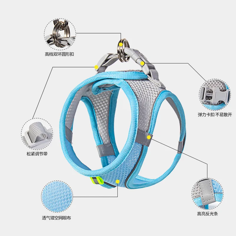 Adjustable Puppy Cat Harness Vest Dog Harness Leash Set for Small Dogs French Bulldog Chihuahua Pug Outdoor Walking Lead Leash