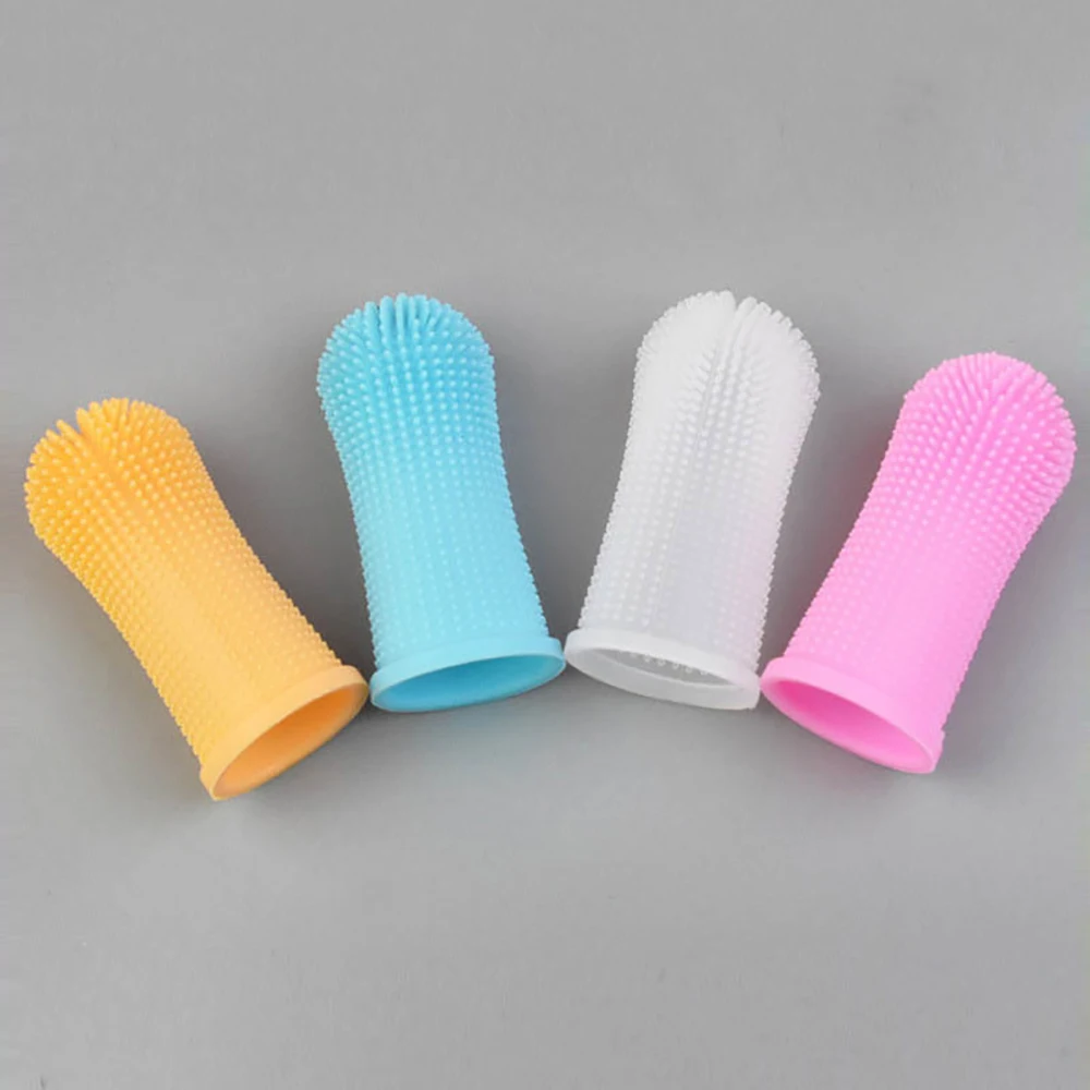 Dog Super Soft Pet Finger Toothbrush Teeth Cleaning Bad Breath Care Nontoxic Silicone Tooth Brush Tool Dog Cat Cleaning Supplies