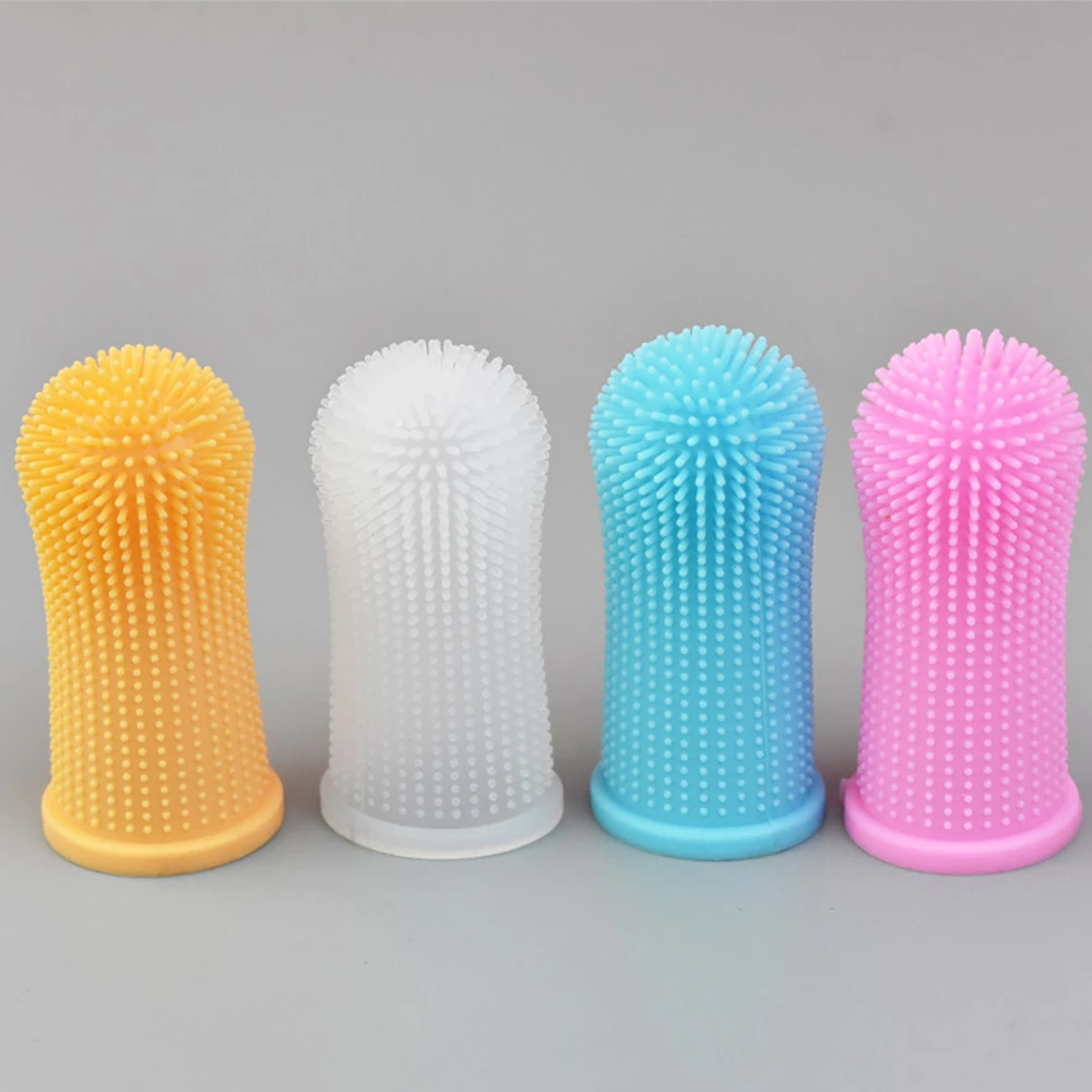 Dog Super Soft Pet Finger Toothbrush Teeth Cleaning Bad Breath Care Nontoxic Silicone Tooth Brush Tool Dog Cat Cleaning Supplies