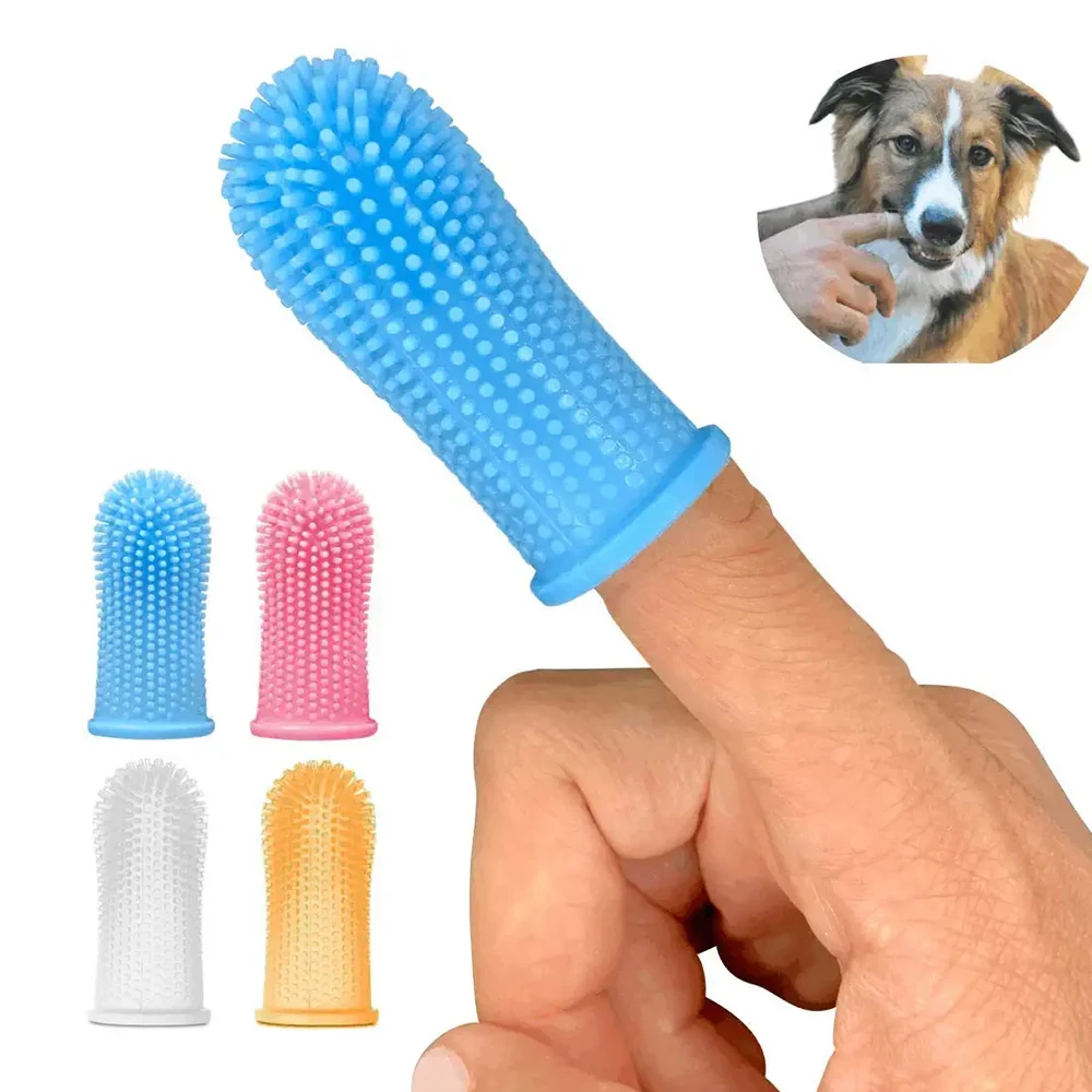 Dog Super Soft Pet Finger Toothbrush Teeth Cleaning Bad Breath Care Nontoxic Silicone Tooth Brush Tool Dog Cat Cleaning Supplies