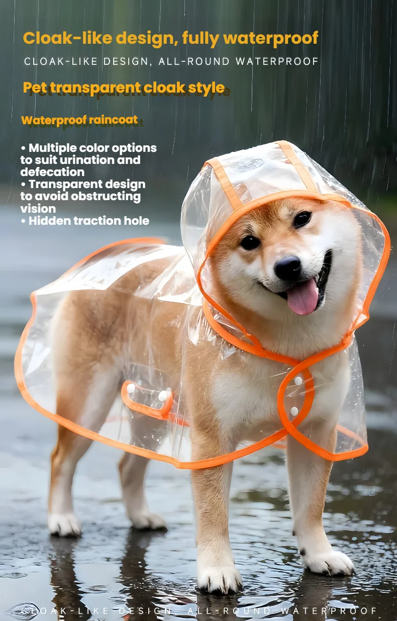 Small Dog Raincoat Transparent Waterproof Windproof Pet Dog Coat Puppy Cats Raincoat Chihuahua Bulldog Pets Cape Poncho Clothes