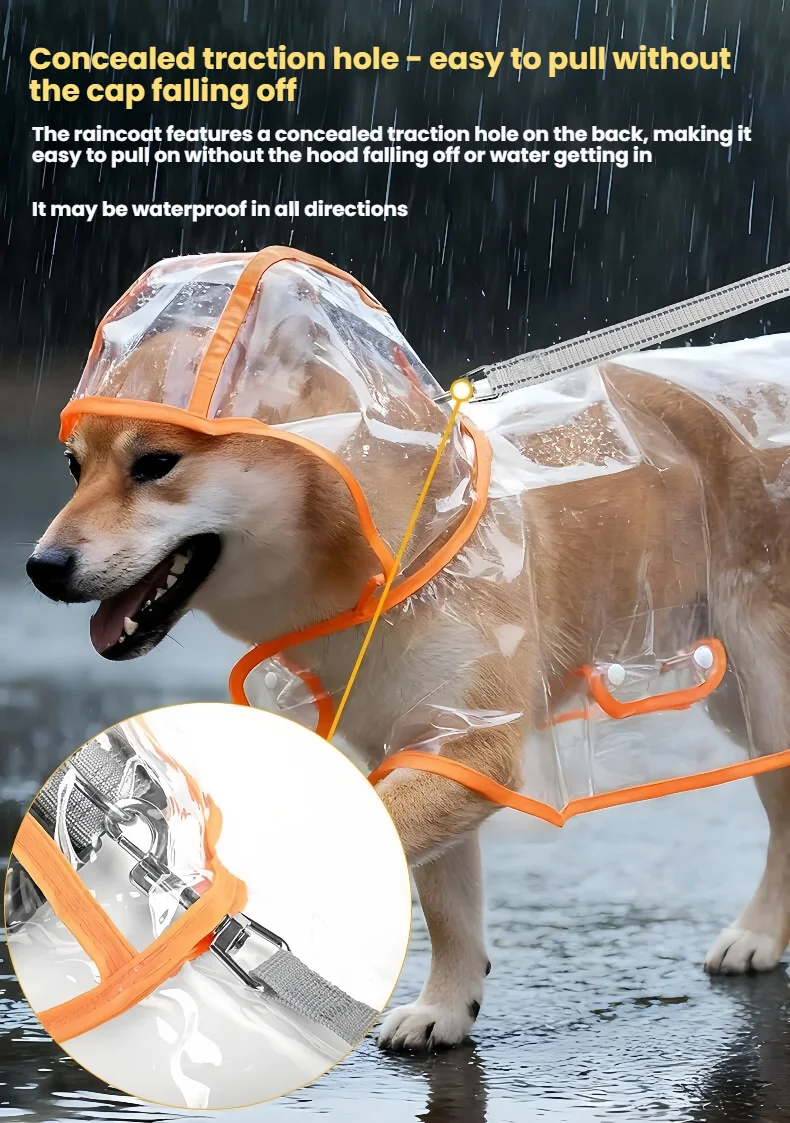 Small Dog Raincoat Transparent Waterproof Windproof Pet Dog Coat Puppy Cats Raincoat Chihuahua Bulldog Pets Cape Poncho Clothes