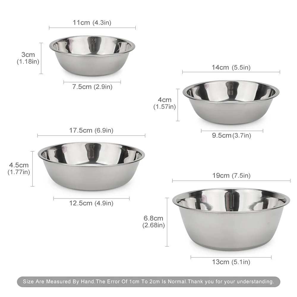 Dog Bowl Stainless Steel Pet Feeding Bowl Cat Food Drinking Feeder Bowl Durable Cheap For Small Medium Big Dogs