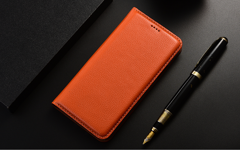 Genuine Leather Case For iPhone 14 13 12 11 Pro Max 13 12 mini 6 6s 7 8 Plus X XR XS Max SE Litchi Pattern Flip Cover Cases